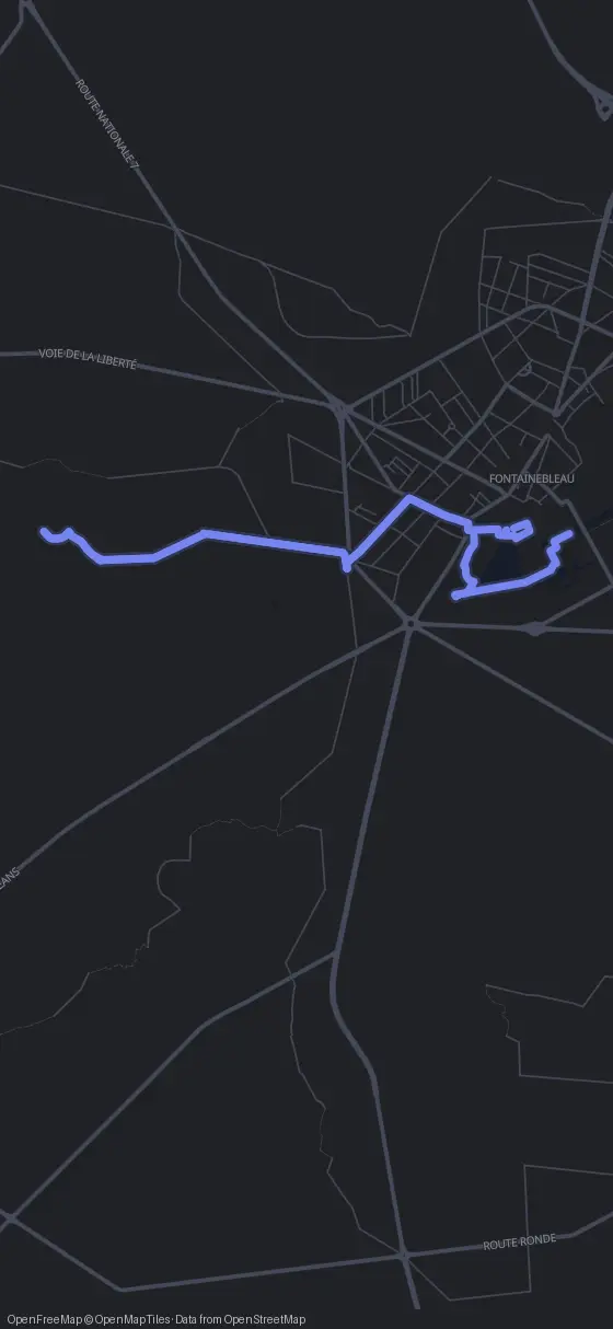 Route map for the Fontainebleau walking tour