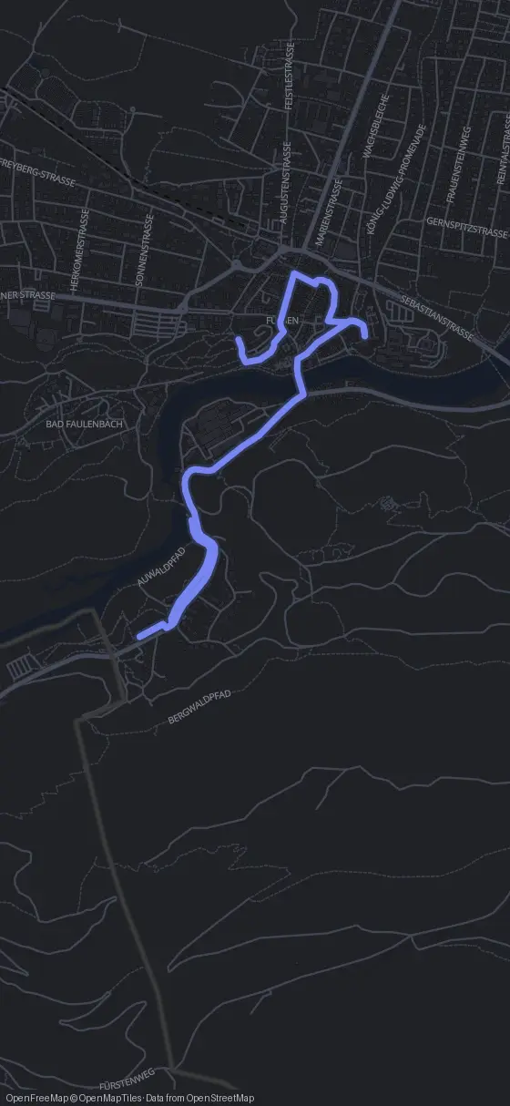 Route map for the Füssen walking tour