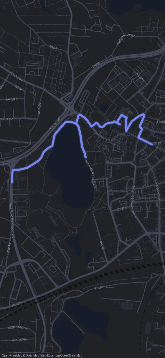 Route map for the Gniezno walking tour