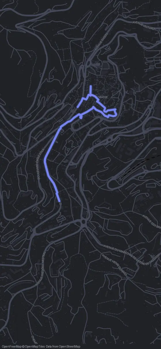 Route der Tour durch Grasse