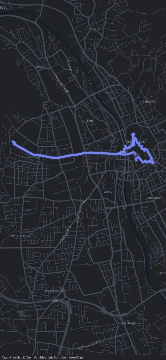 Route der Tour durch Graz