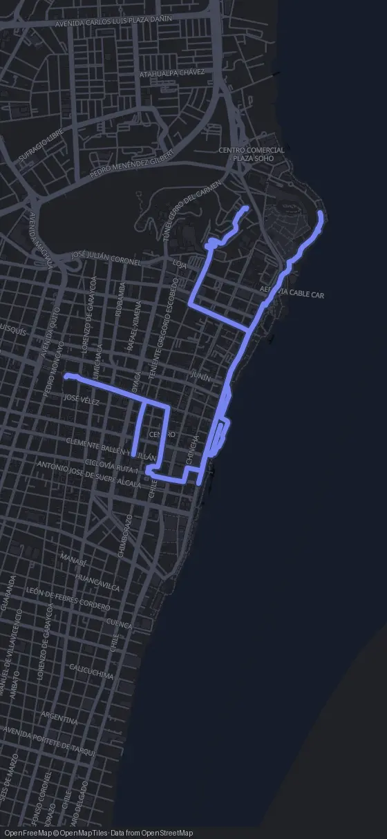 Route der Tour durch Guayaquil