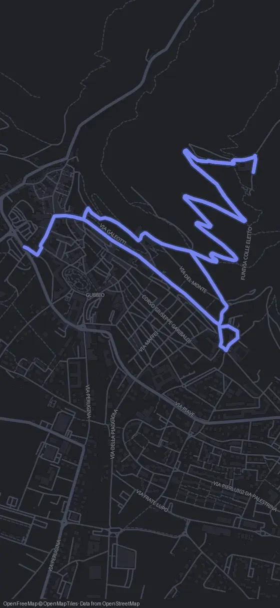 Route map for the Gubbio walking tour