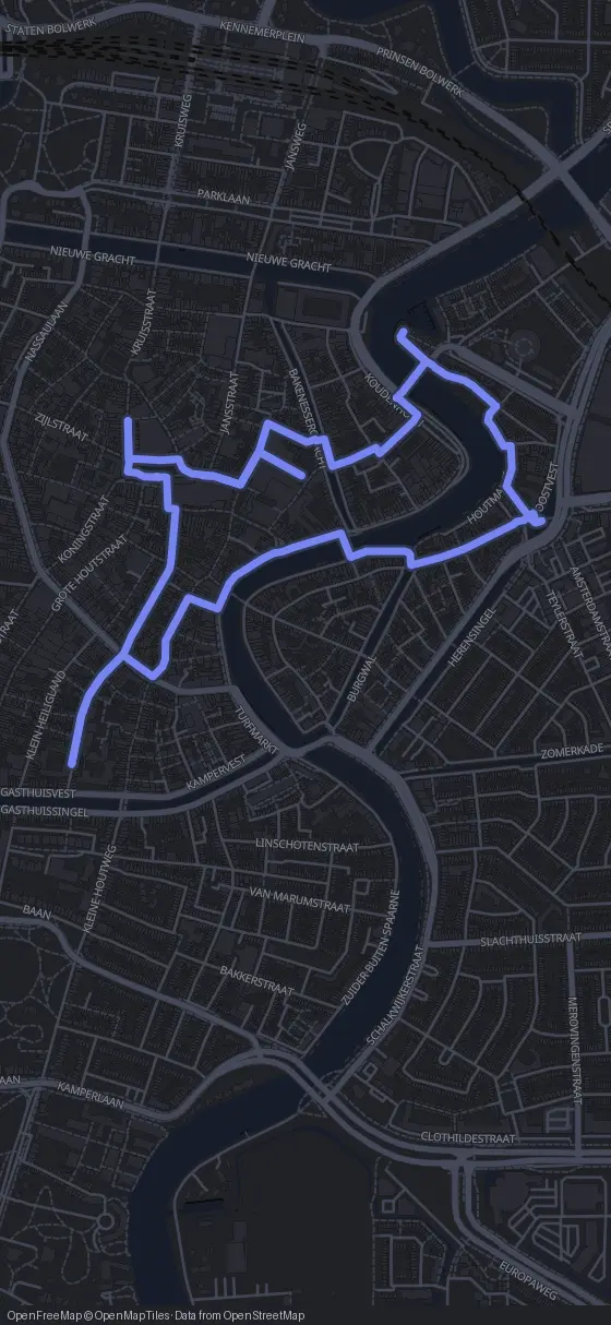 Route map for the Haarlem walking tour