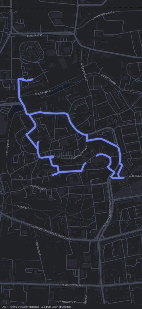 Route map for the Halberstadt walking tour