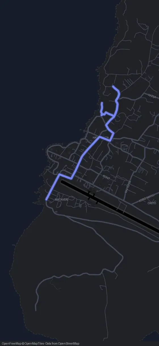 Route map for the Hanga Roa walking tour