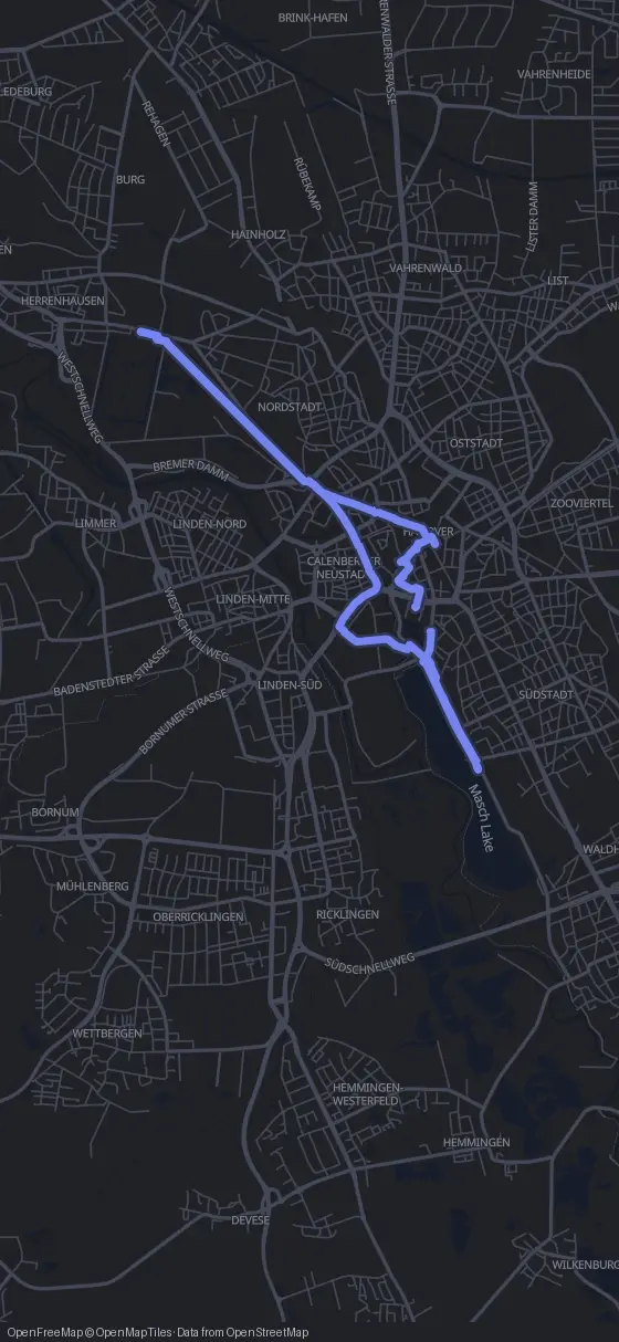 Route map for the Hanover walking tour
