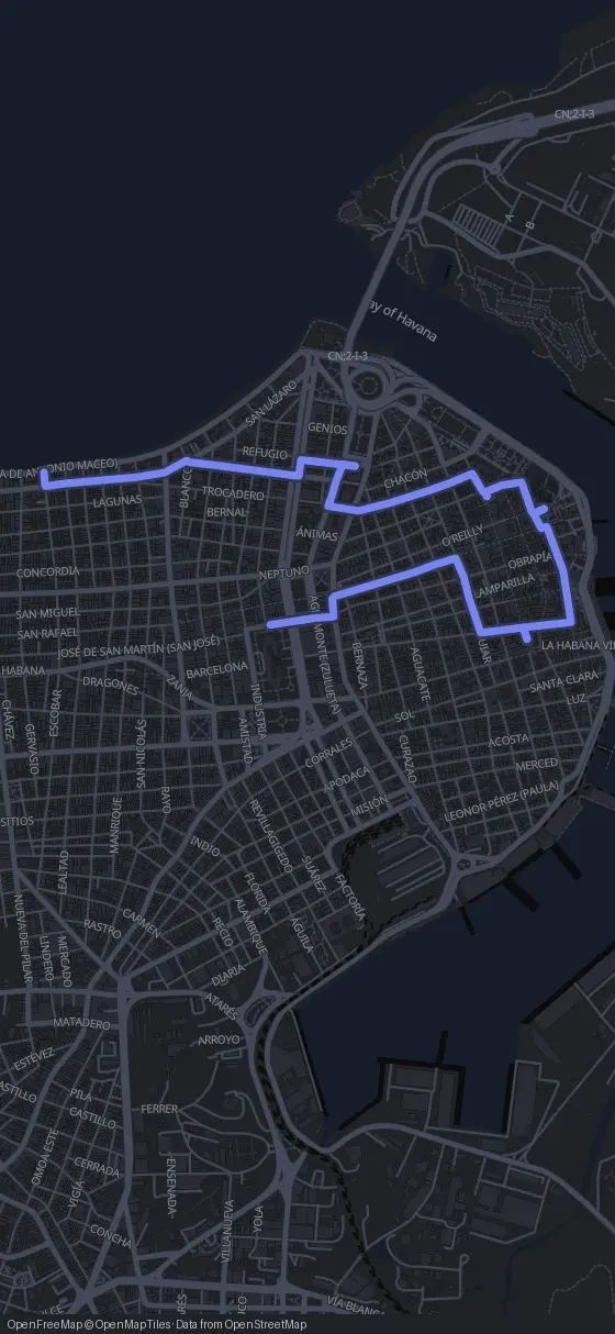 Route der Tour durch Havanna