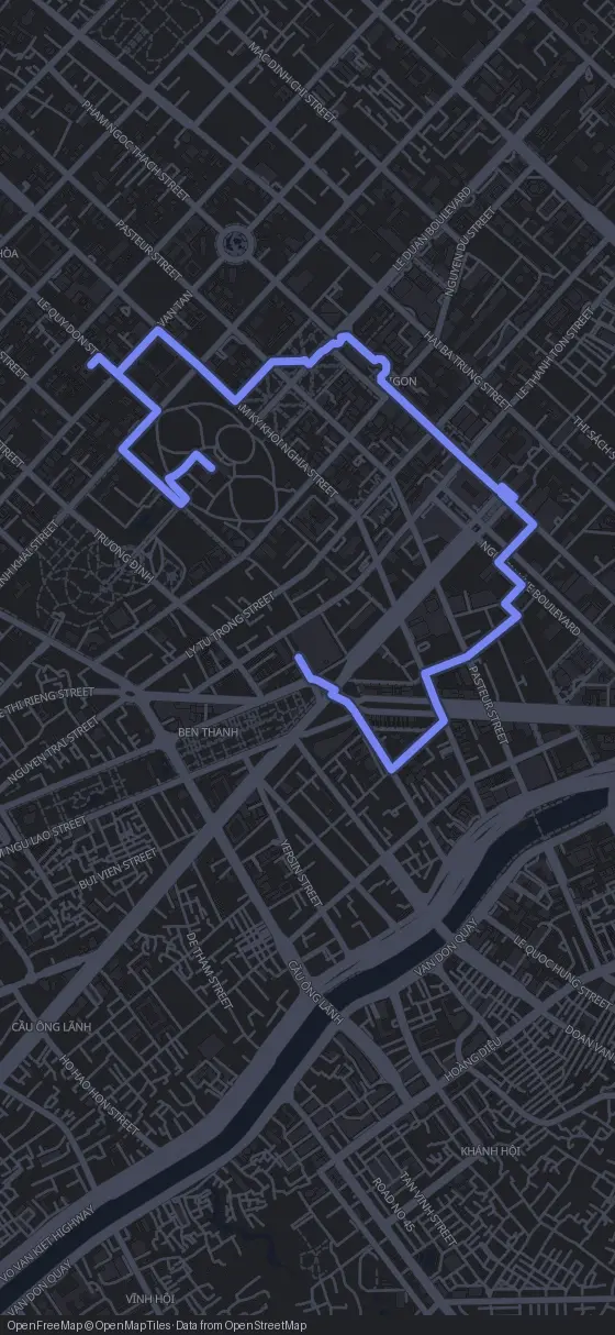 Route der Tour durch Ho-Chi-Minh-Stadt
