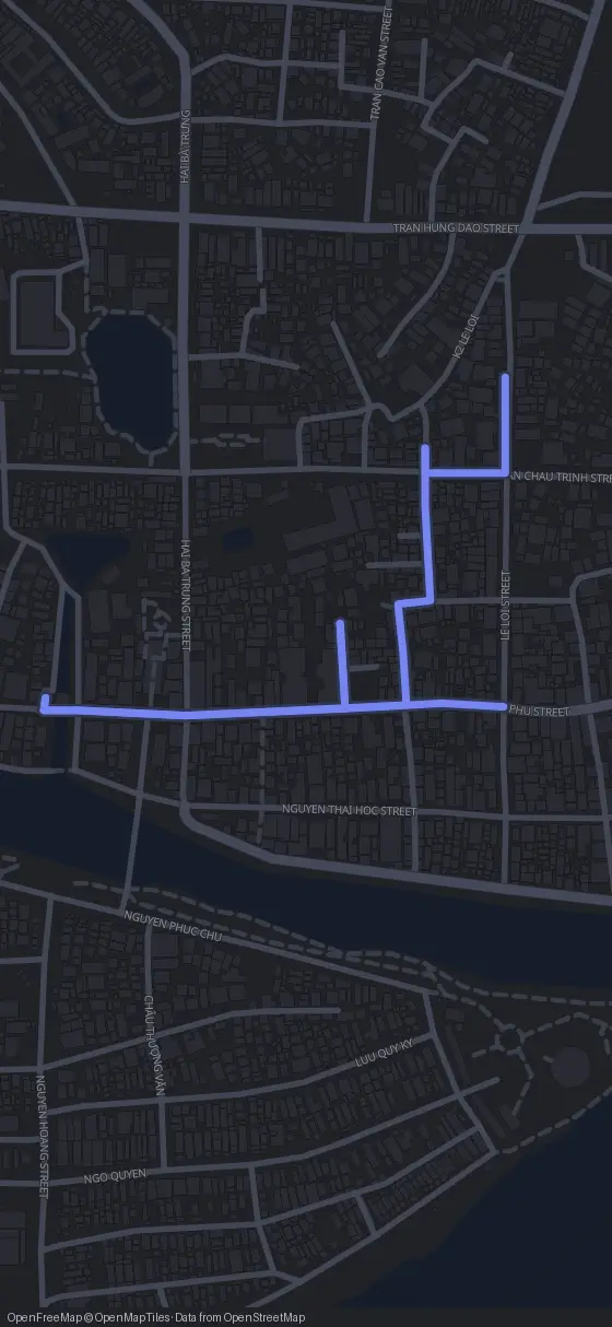 Route map for the Hội An walking tour