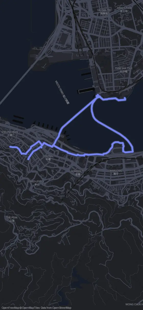 Route map for the Hong Kong walking tour