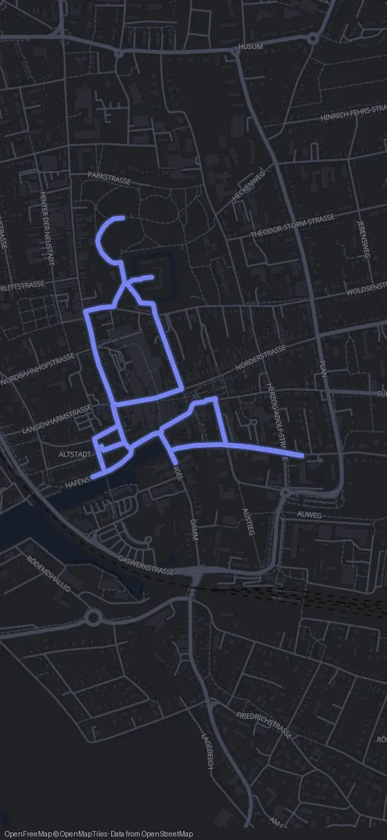 Route map for the Husum walking tour