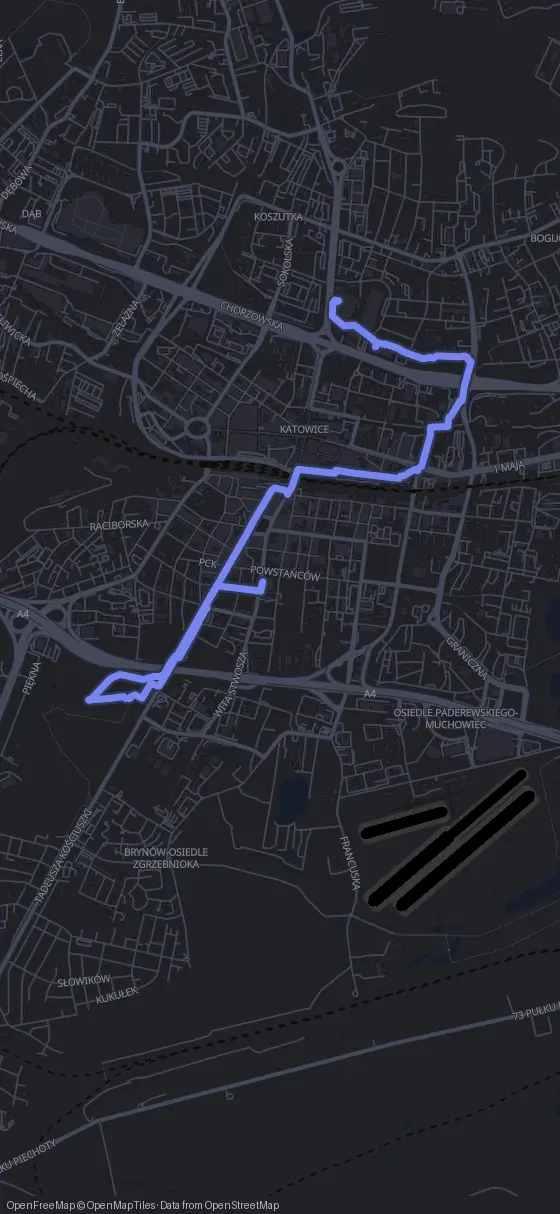 Route der Tour durch Kattowitz