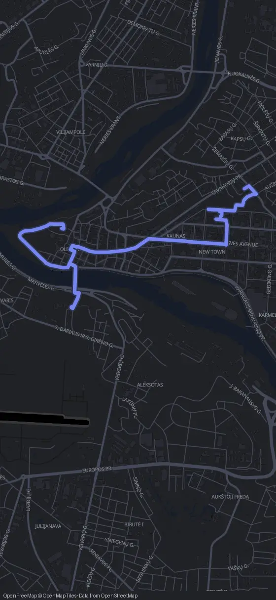Route der Tour durch Kaunas