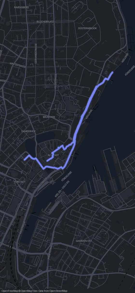 Route map for the Kiel walking tour