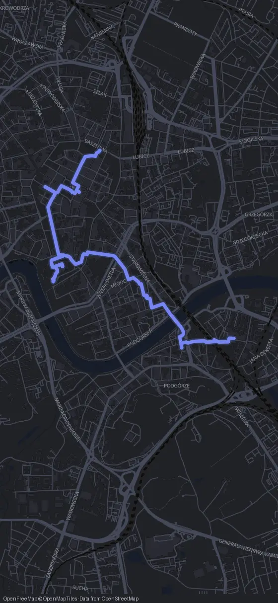 Route der Tour durch Krakau