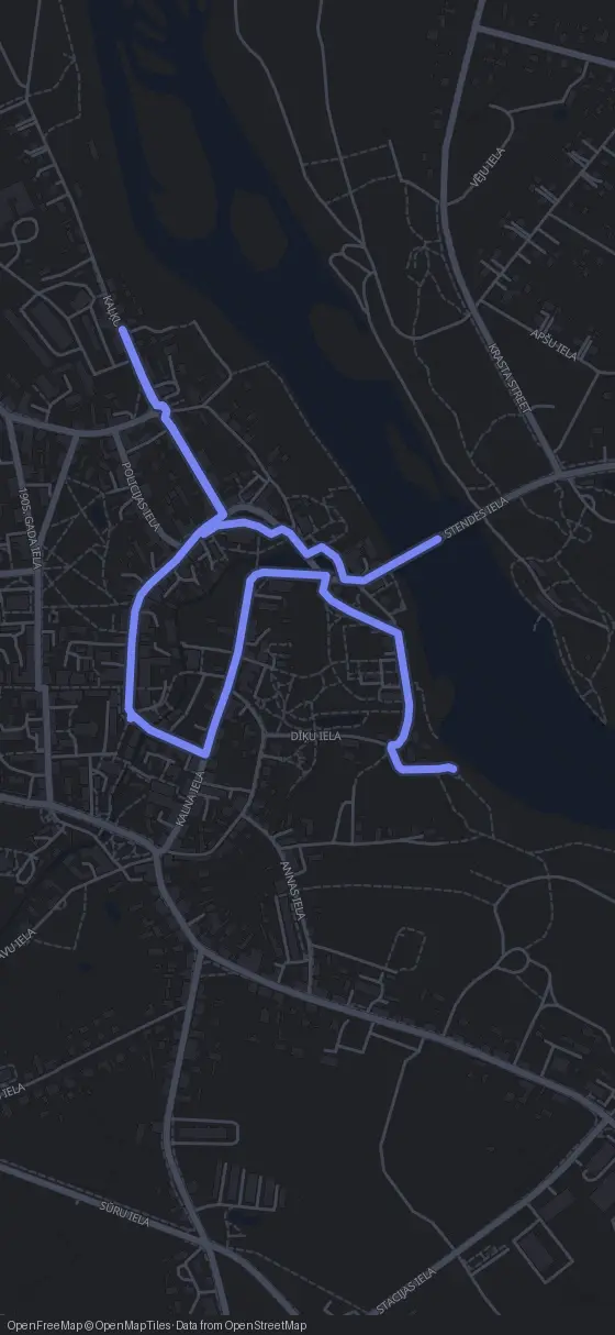 Route der Tour durch Kuldīga