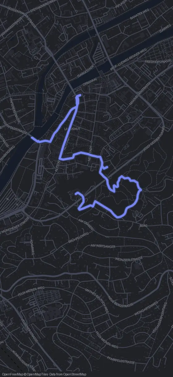 Route der Tour durch Landshut
