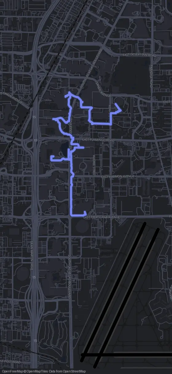 Route map for the Las Vegas walking tour