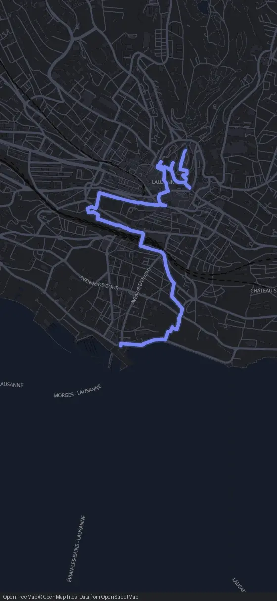 Route der Tour durch Lausanne