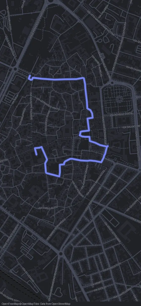 Route map for the Lecce walking tour