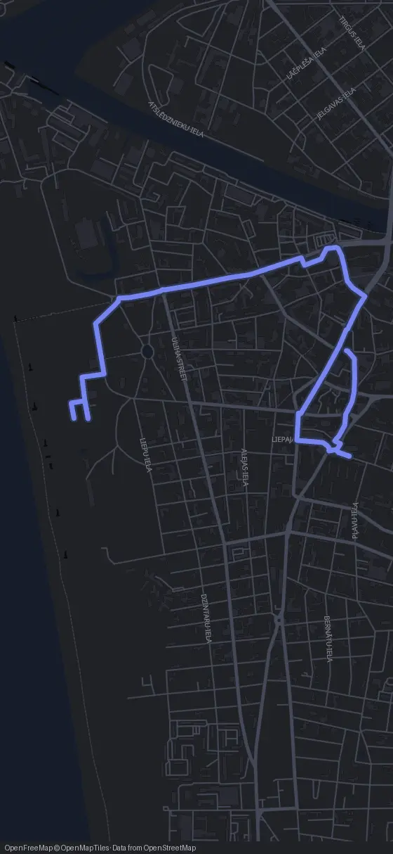 Route der Tour durch Liepāja