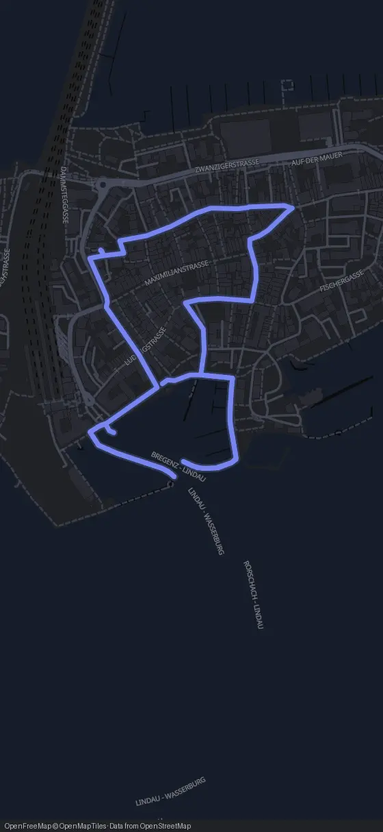 Route der Tour durch Lindau