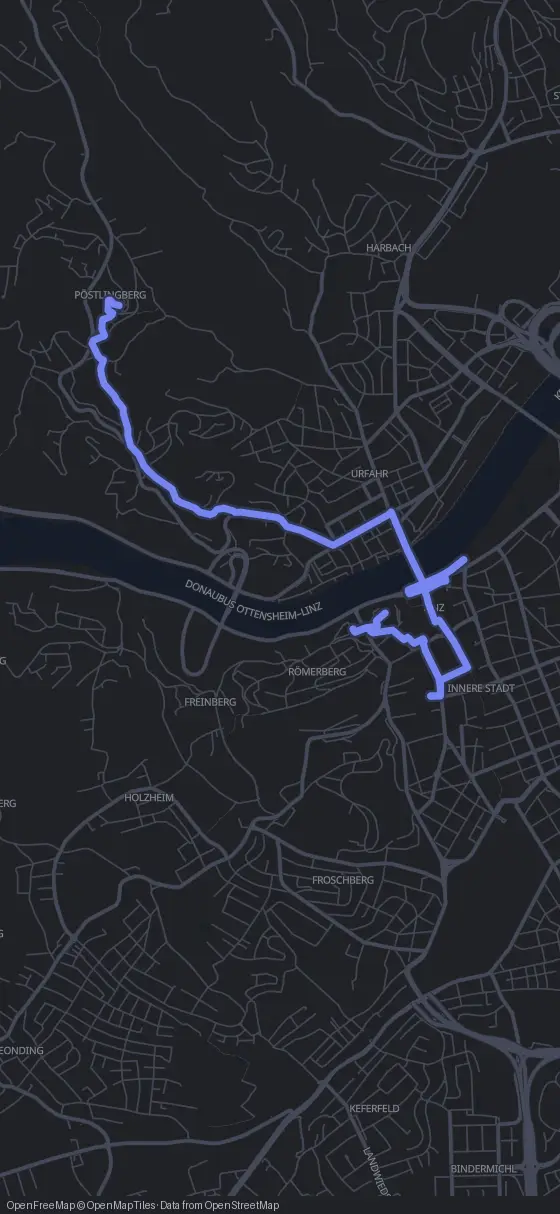 Route der Tour durch Linz