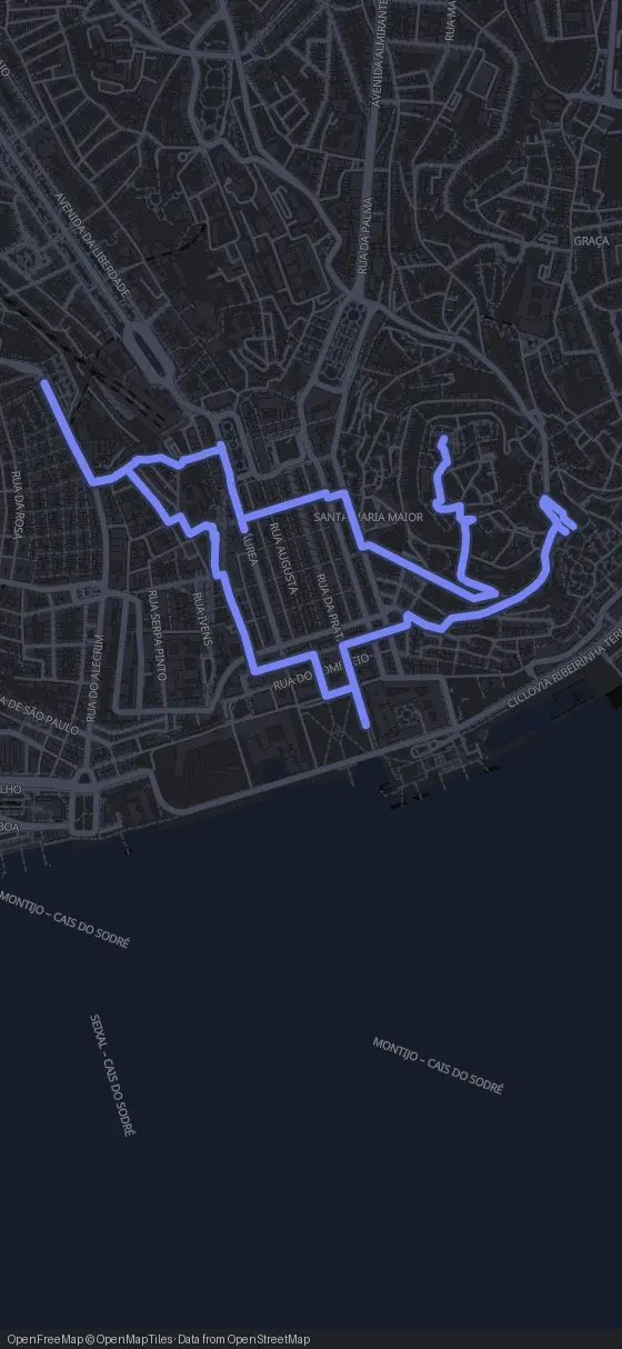 Route der Tour durch Lissabon
