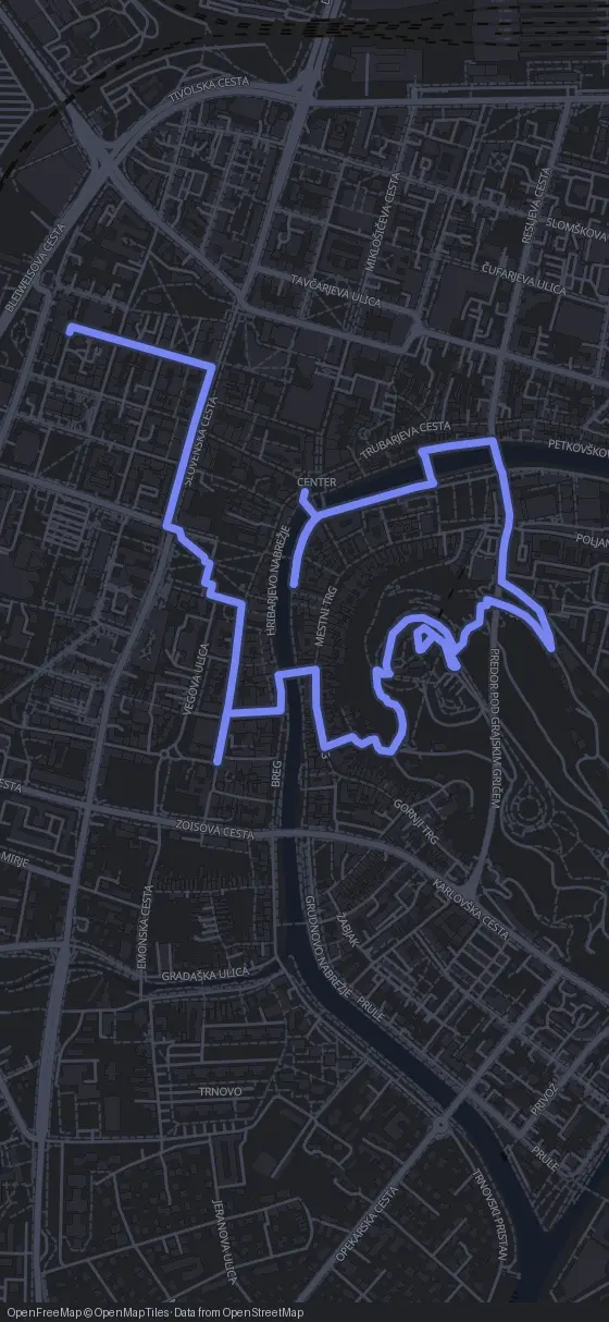 Route der Tour durch Ljubljana