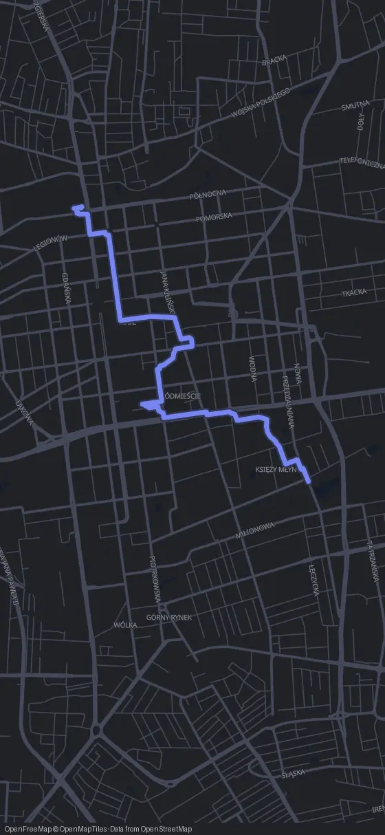 Route map for the Łódź walking tour