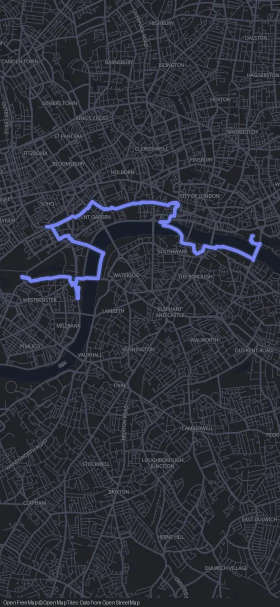Route map for the London walking tour