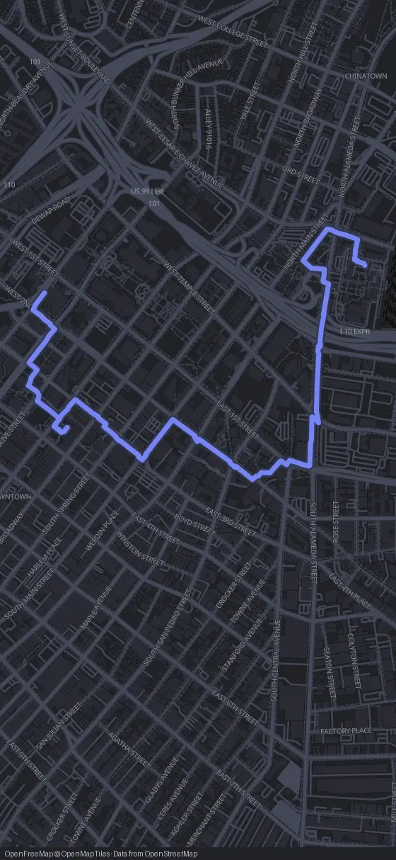 Route map for the Los Angeles walking tour