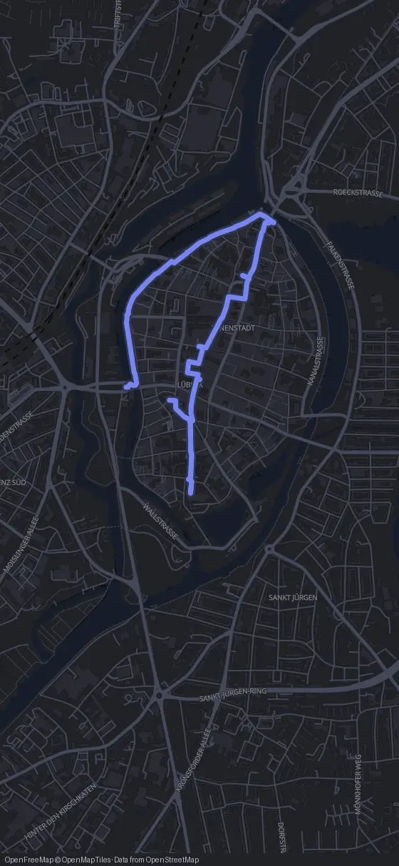Route der Tour durch Lübeck