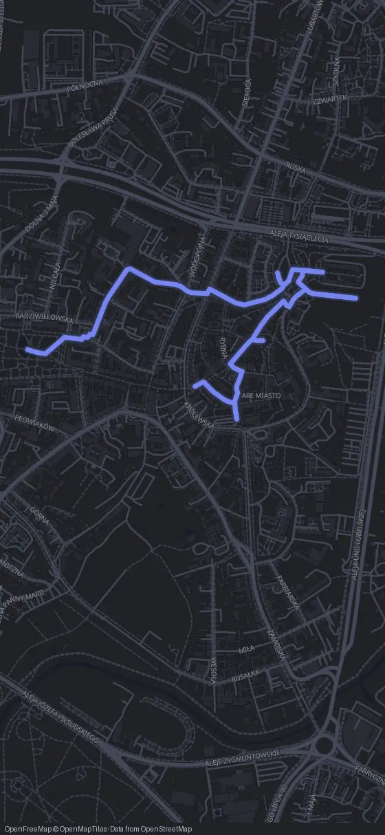 Route map for the Lublin walking tour