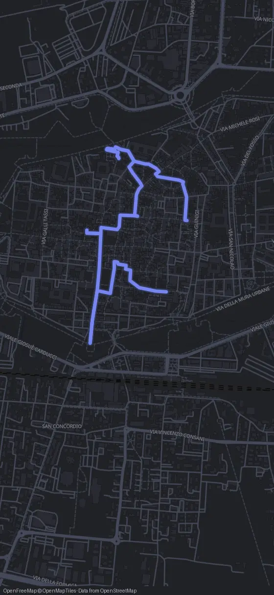 Route map for the Lucca walking tour