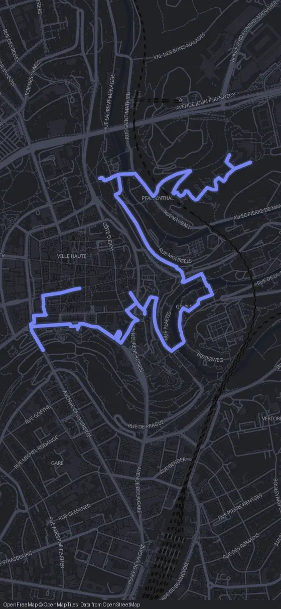 Route der Tour durch Luxemburg (Stadt)