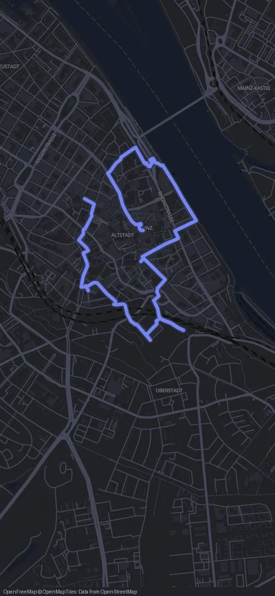Route der Tour durch Mainz