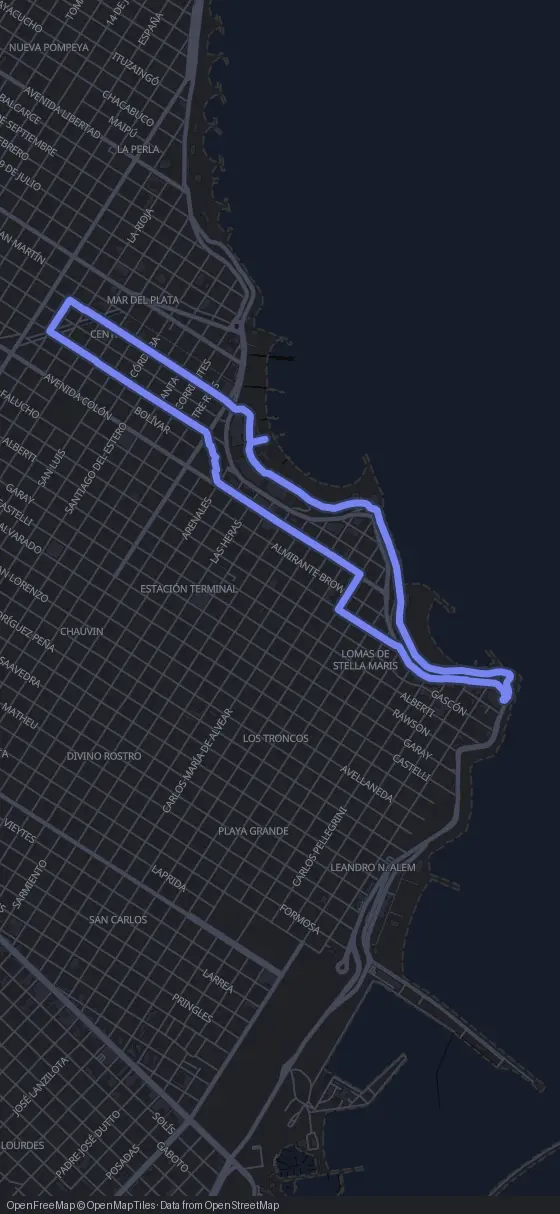 Route map for the Mar del Plata walking tour