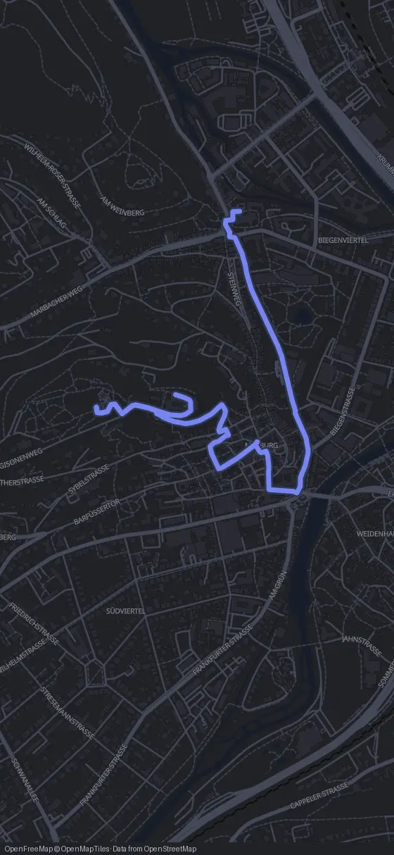 Route der Tour durch Marburg