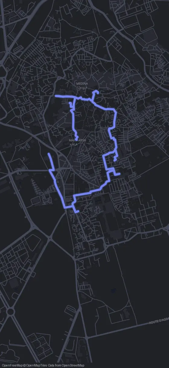 Route der Tour durch Marrakesch