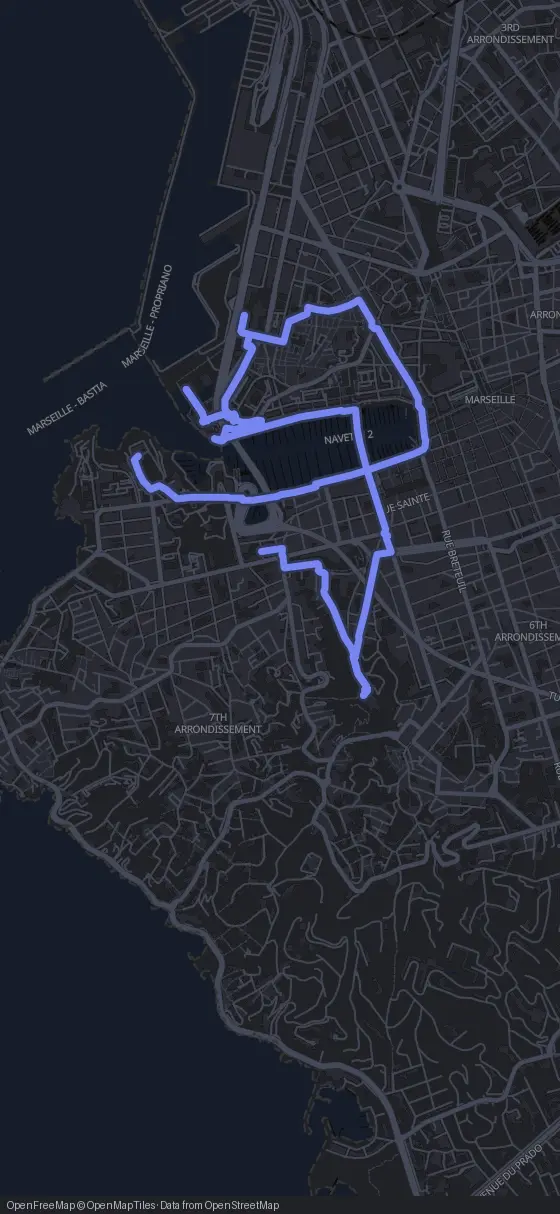 Route map for the Marseille walking tour