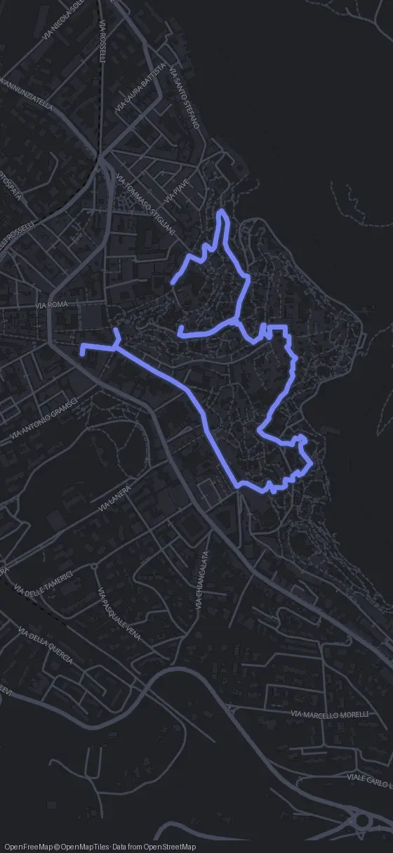 Route map for the Matera walking tour