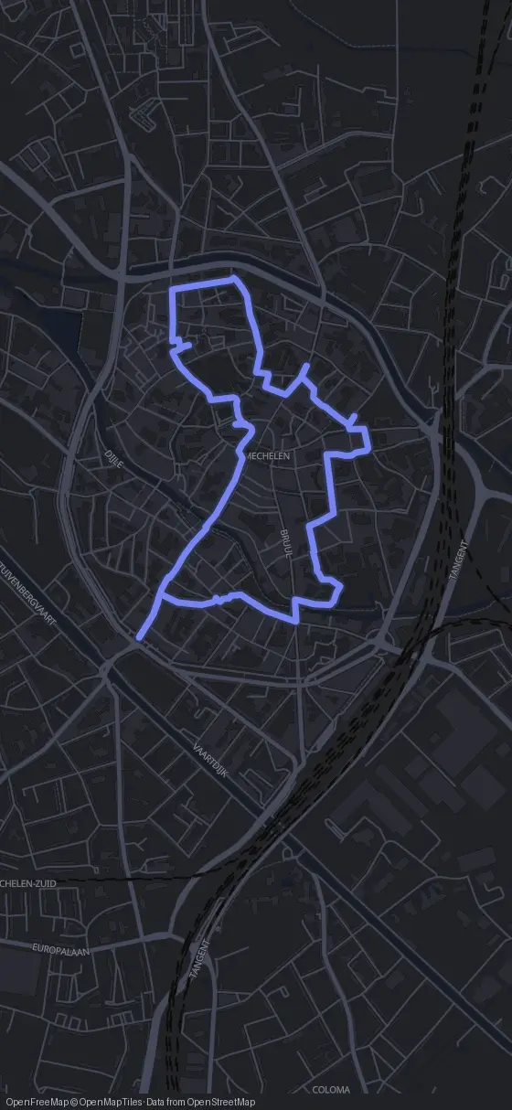 Route map for the Mechelen walking tour