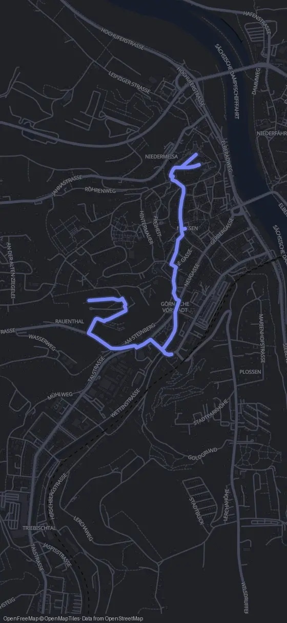 Route der Tour durch Meißen