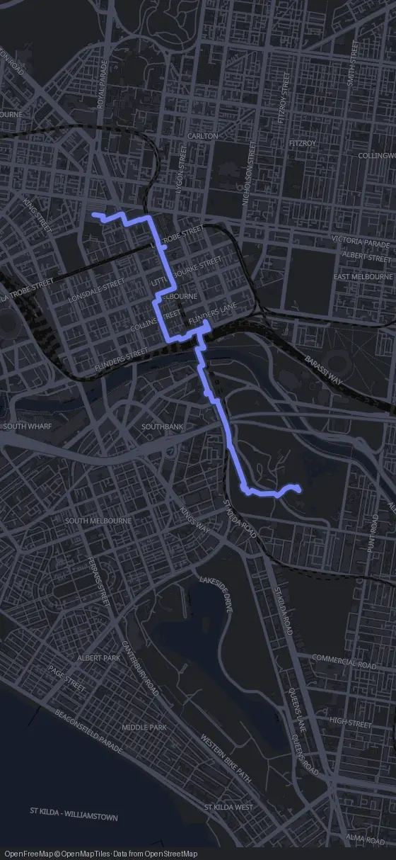 Route der Tour durch Melbourne
