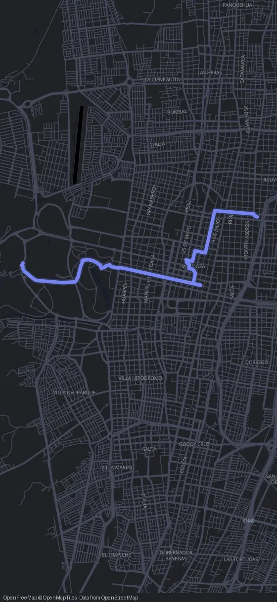 Route map for the Mendoza walking tour