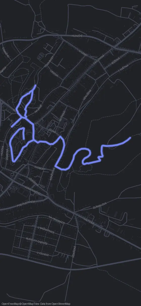 Route der Tour durch Nikolsburg