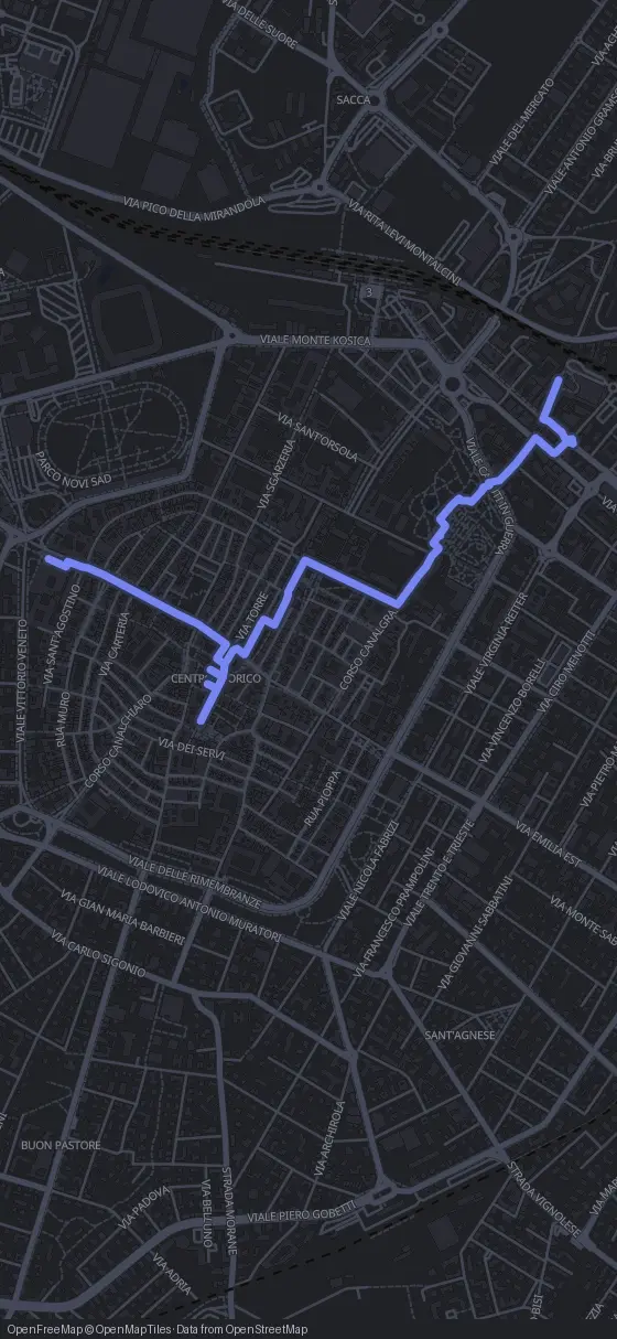 Route der Tour durch Modena