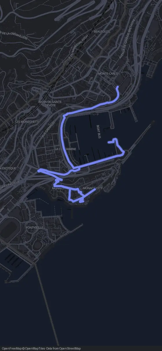 Route map for the Monaco walking tour